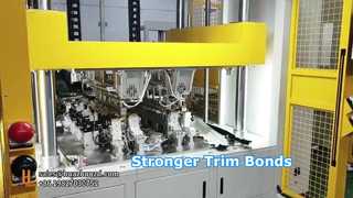 Machine de plastification à chaud pour garnitures automobiles cousues